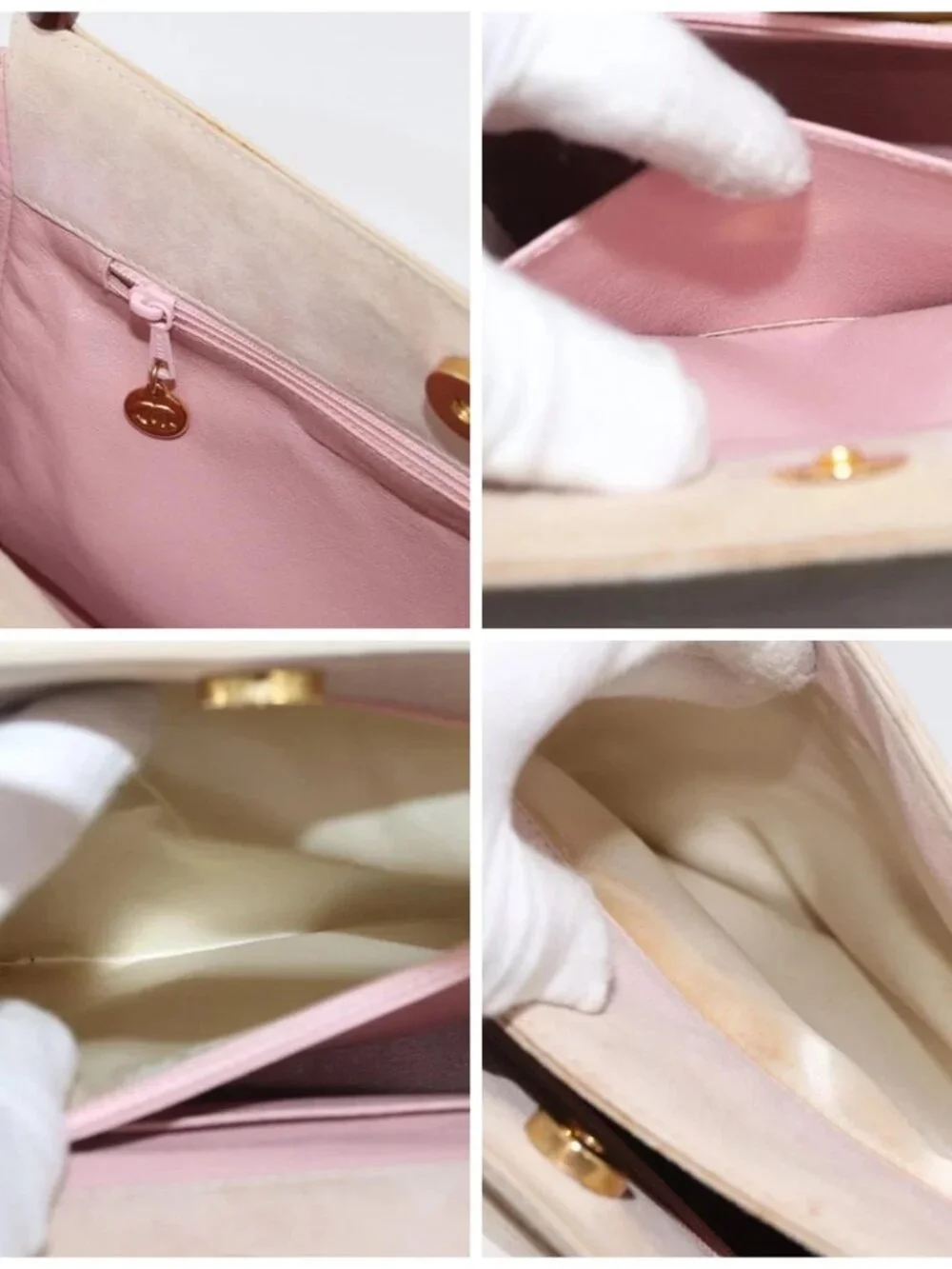 CHANEL Hand Bag Suede Pink Gold CC Auth BAZ810A